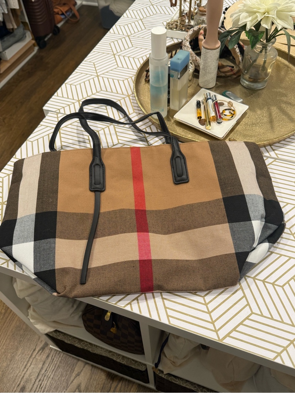 Plaid tote bag